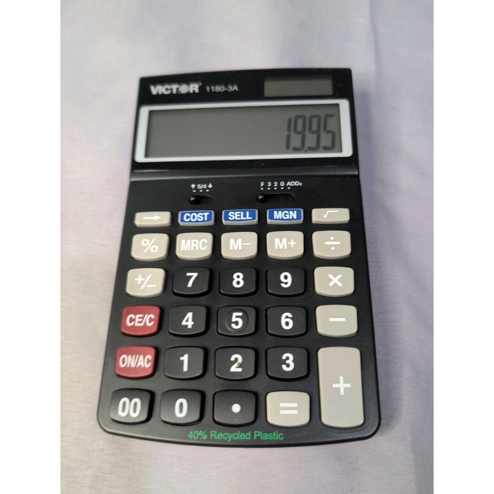 Victor 11803A Business Calculator 12-Digit LCD Solar Battery‎ Black